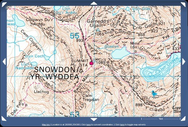 Screenshot Snowdon - Streetmap